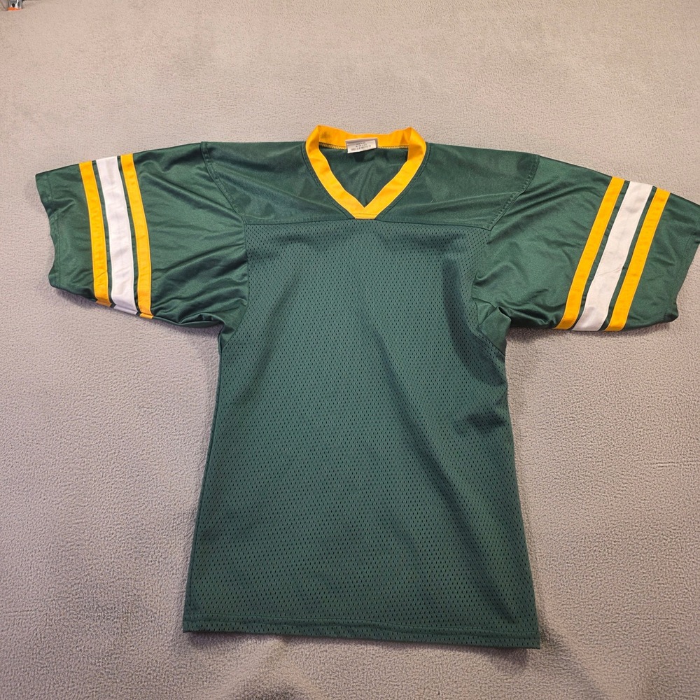 Teamwork Jersey Mens Green Gold Mesh Streetwear Gorpcore Vintage Made in USA